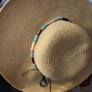 Beaded Tan Sun Hat